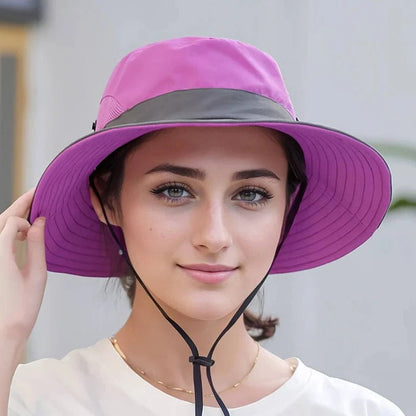 Portable Large Brim Summer Hat with Adjustable Strap