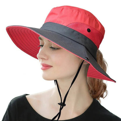 Portable Large Brim Summer Hat with Adjustable Strap