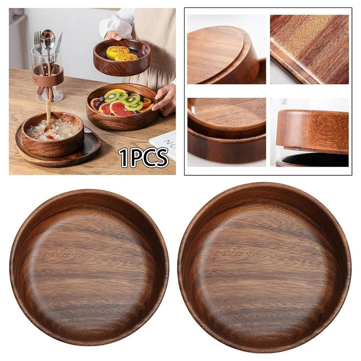 Natural Wooden Serving Bowls for Home Dining, 2 Piece Set