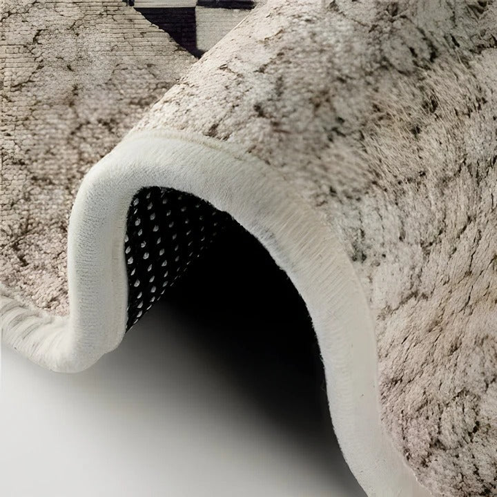 Plush Office Floor Mat with Patterned Middle Section