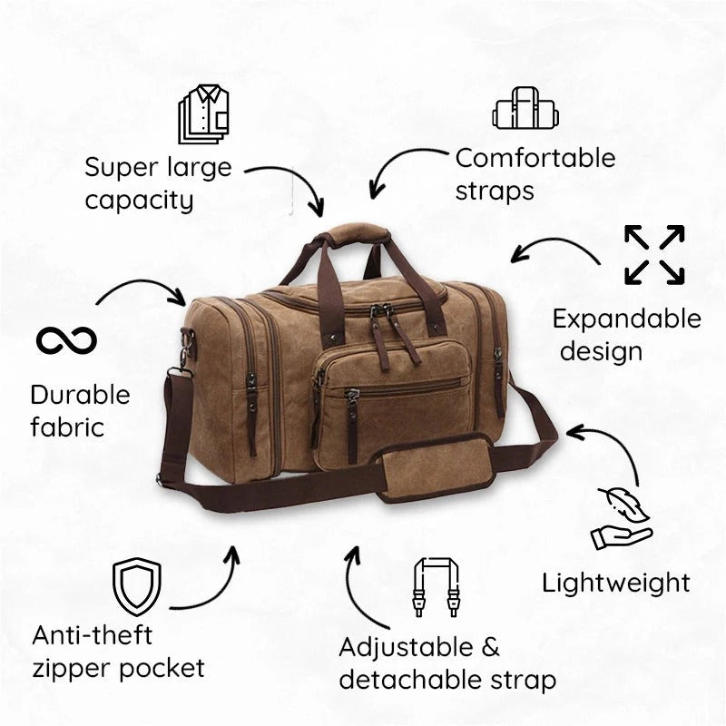 Spacious Cotton Travel Duffel Bag with Extra Room