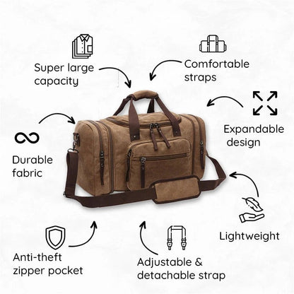 Spacious Cotton Travel Duffel Bag with Extra Room