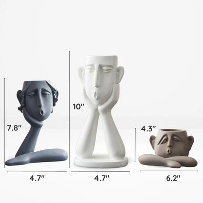 Unique Face Planter Ceramic Vase Set
