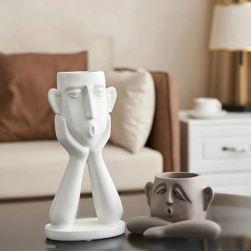 Unique Face Planter Ceramic Vase Set