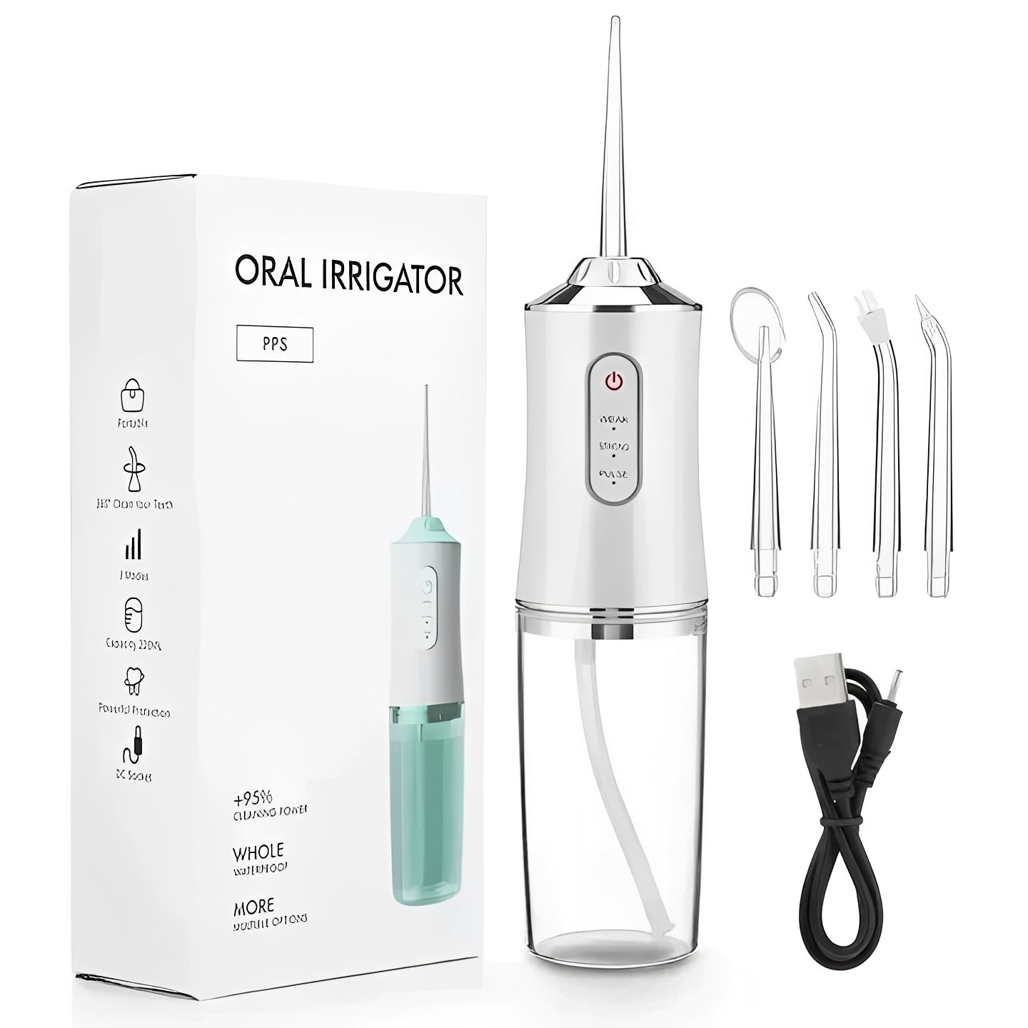 Compact Travel Water Flosser with Interchangeable Tips