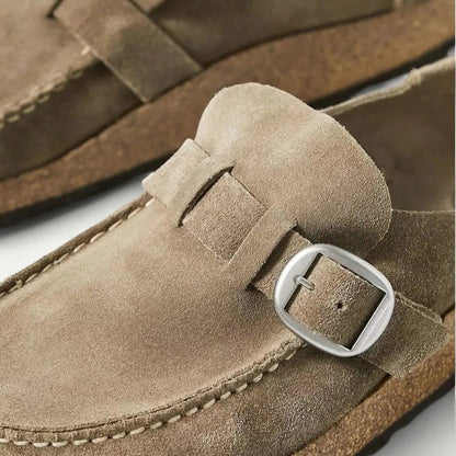 Ladies' Soft Leather Slip-On Loafers with Adjustable Strap