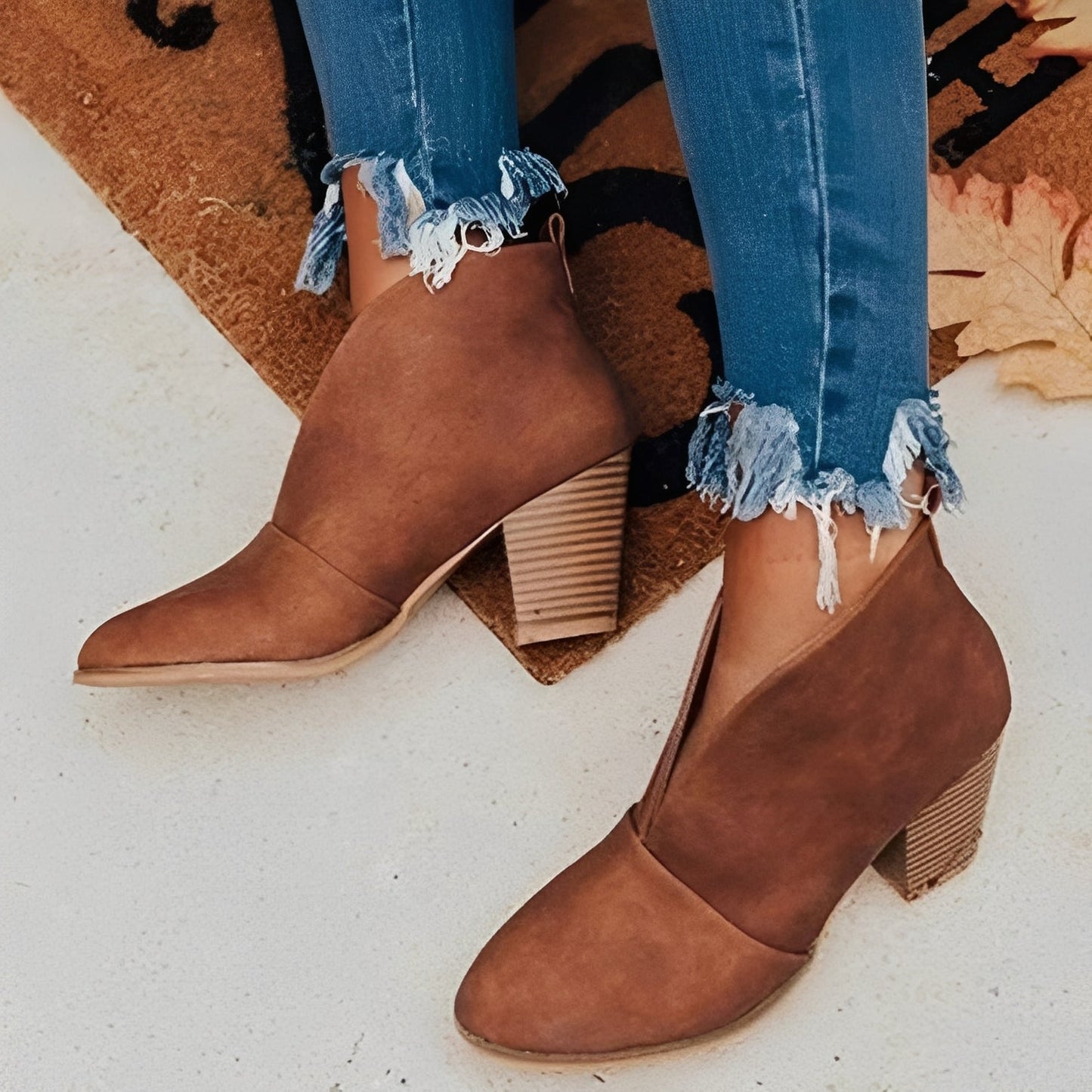 Low Heel Ankle Boots for Women with Elastic Sides