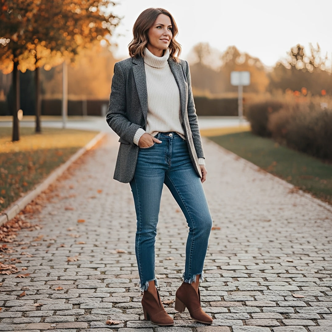 Low Heel Ankle Boots for Women with Elastic Sides
