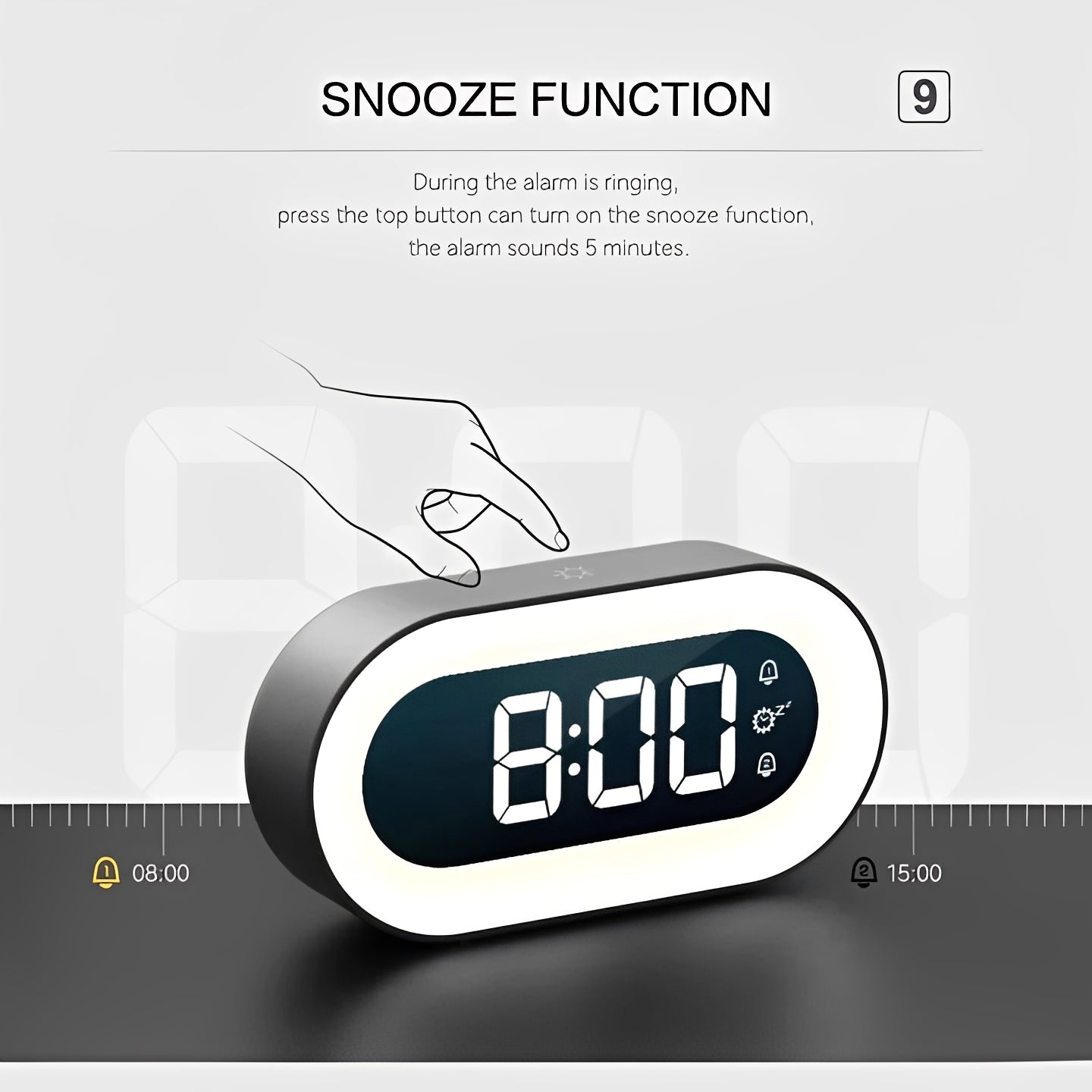 Wake Up Light Alarm Clock with Adjustable Brightness and USB Charger