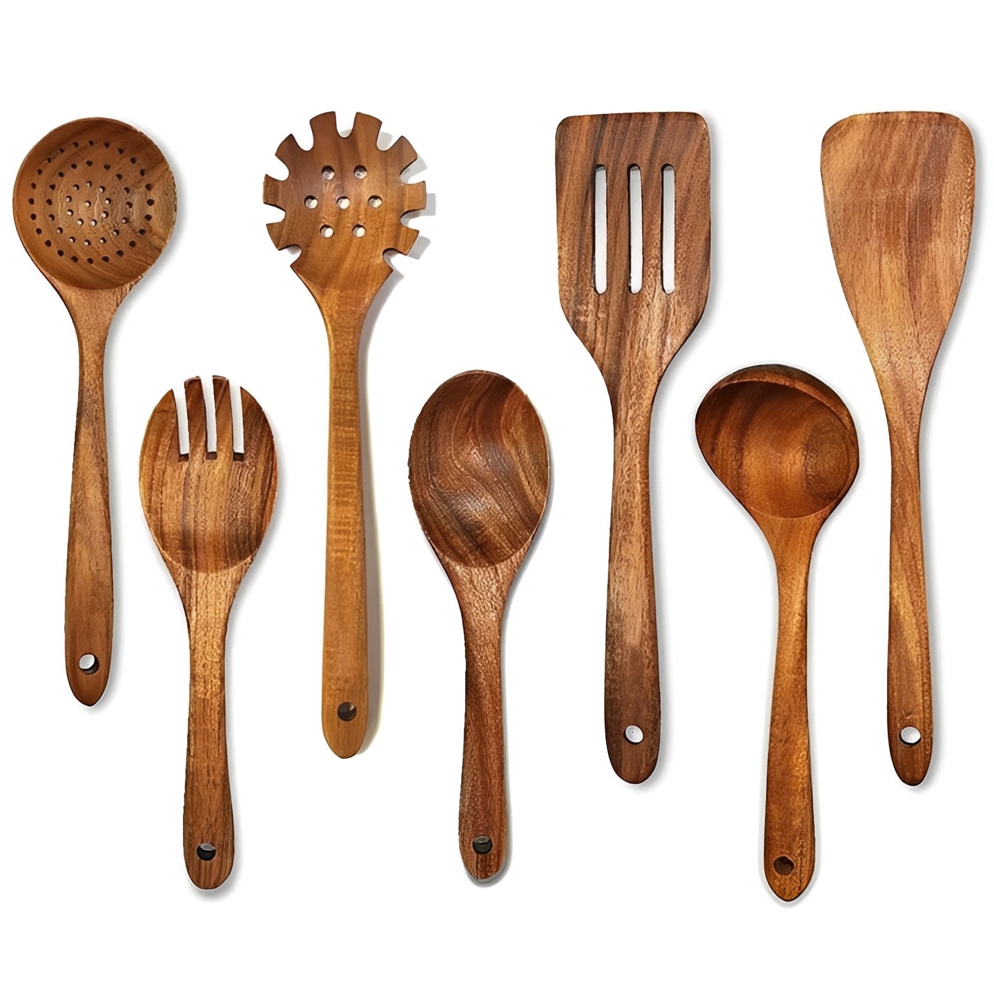 Natural Wooden Kitchen Tool Set with Comfort Grip