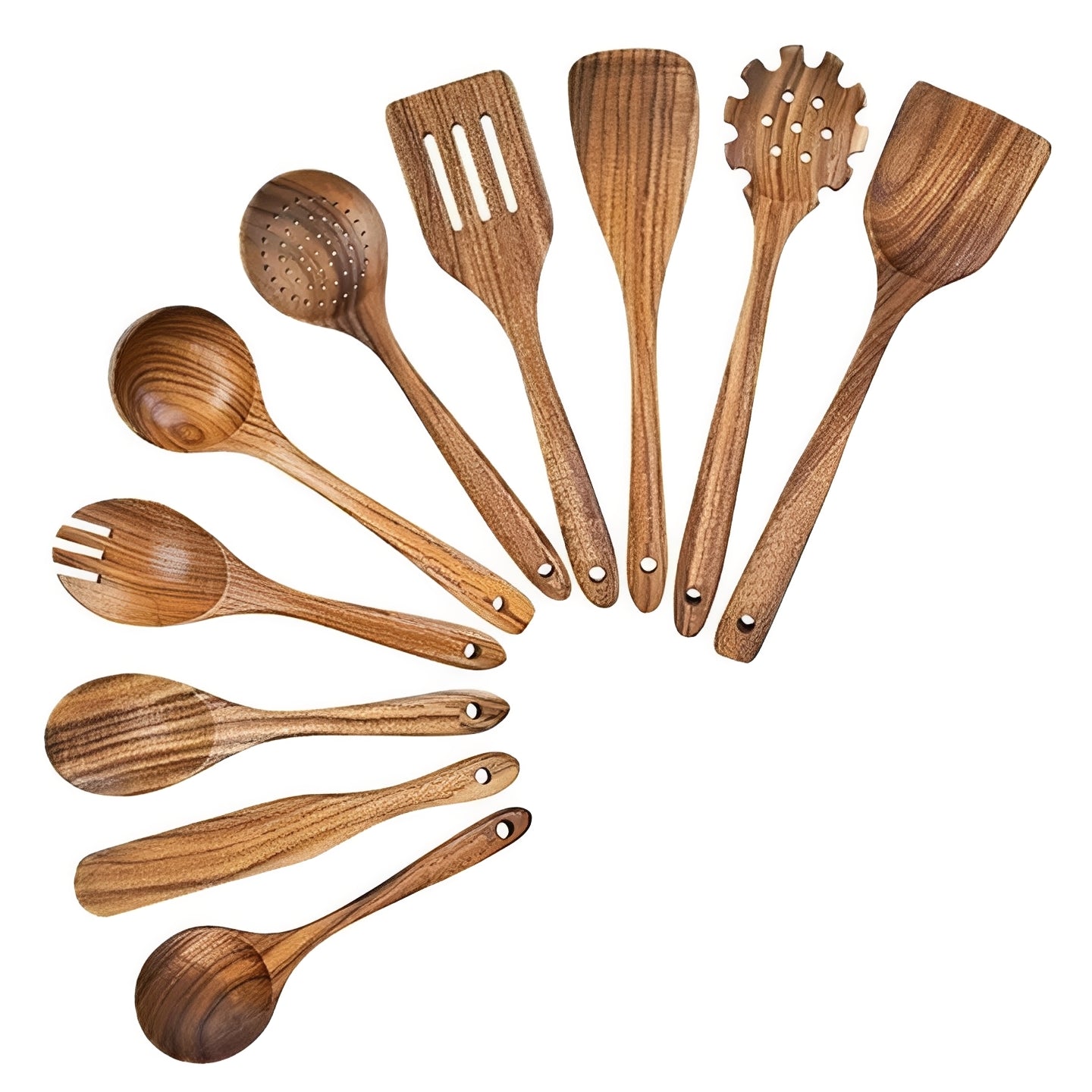Natural Wooden Kitchen Tool Set with Comfort Grip