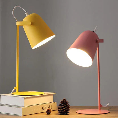 Rustic Metal Bucket Table Lamp with Pastel Shade