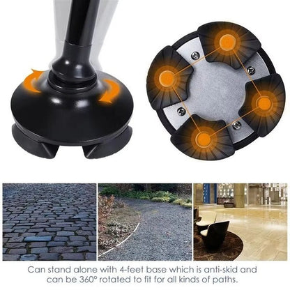 Portable Collapsible Cane with LED Light and Alarm