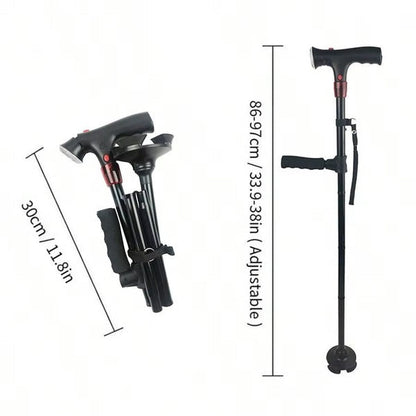 Portable Collapsible Cane with LED Light and Alarm