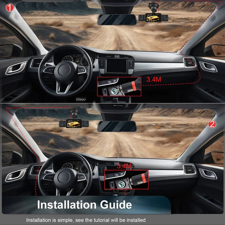 HD Dual Camera Car Dash Cam with Night Vision Wi-Fi