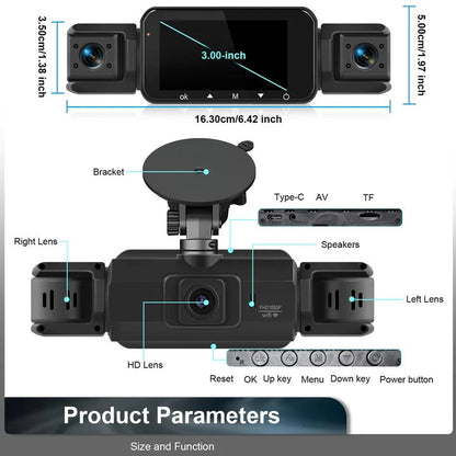 HD Dual Camera Car Dash Cam with Night Vision Wi-Fi