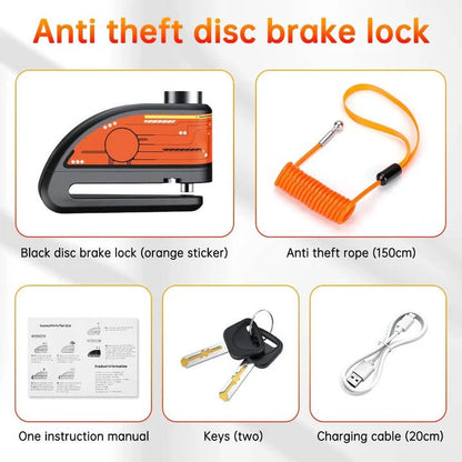 Anti-Theft Motorcycle Brake Lock with Alarm System