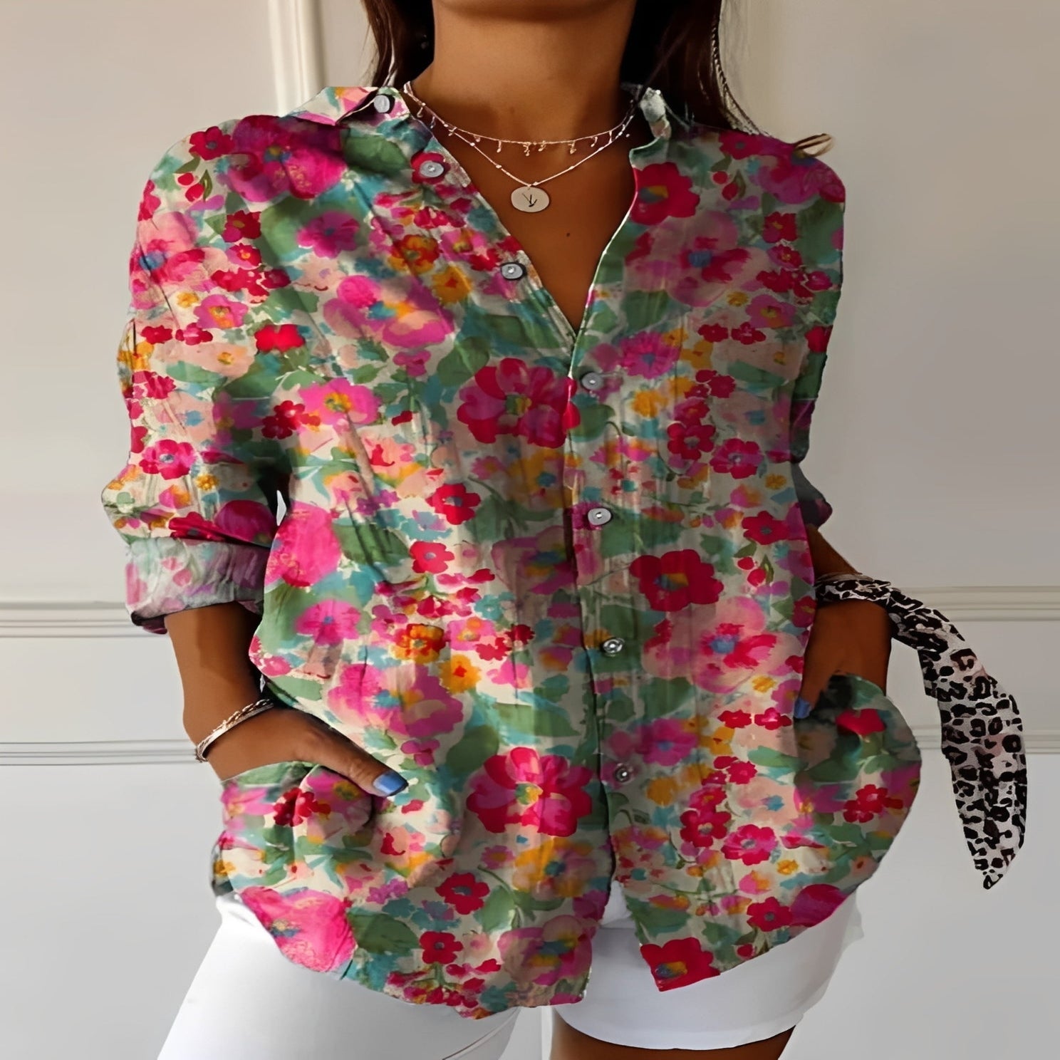 Ladies' Bright Floral Summer Cotton Top - Ortekor