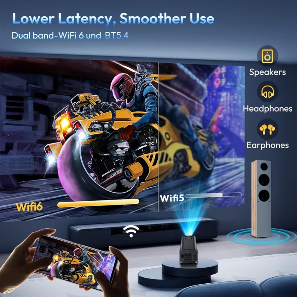 Portable HD Mini Projector | 1080P Wireless Streaming for Home & Travel