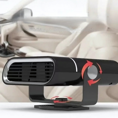 Portable 12V Car Heater & Defroster with USB Power for Windshield Defog, Winter Heating & Summer Fan | 360° Swivel Mount, Overheating