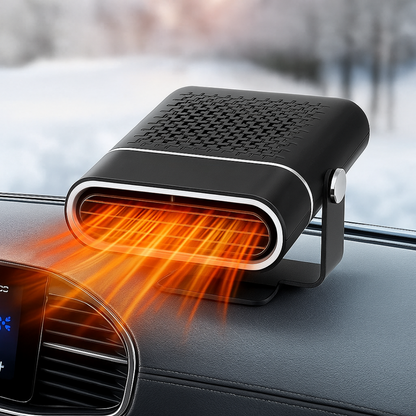Portable 12V Car Heater & Defroster with USB Power for Windshield Defog, Winter Heating & Summer Fan | 360° Swivel Mount, Overheating