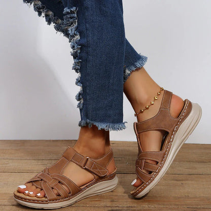 Adjustable Velcro Strap Sandals for Women with Orthopedic Footbed Support for All-Day Comfort
