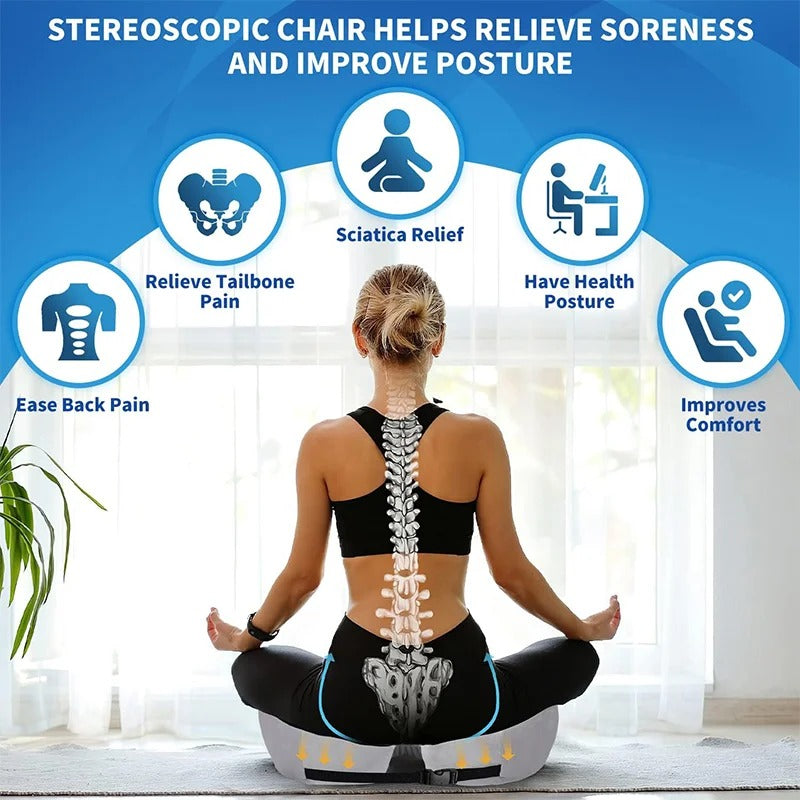 Memory Foam Seat Cushion with Tailbone Cutout for Office Chair, Car & Wheelchair – Ergonomic Support for Lower Back & Hip Pain Relief