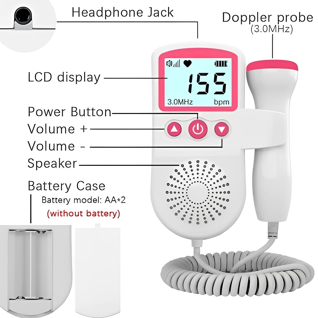 Portable Baby Heartbeat Monitor with Screen and Audio