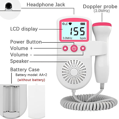Portable Baby Heartbeat Monitor with Screen and Audio