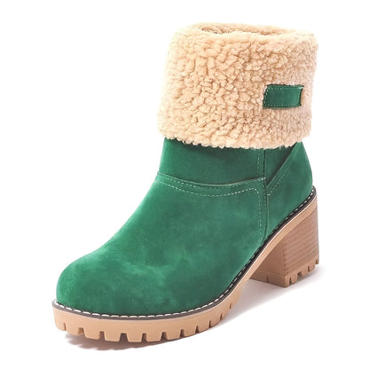 Ladies Warm Ankle Boots with Thick Heel