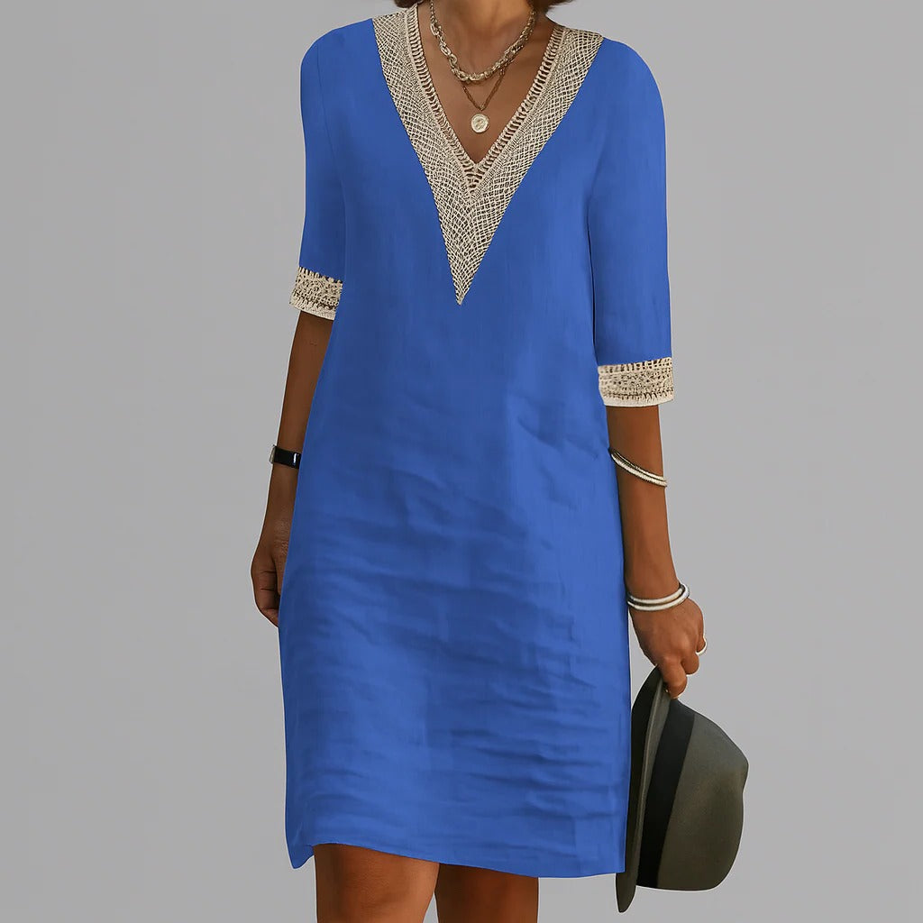 Women's Breathable Summer Midi Dress with Pockets