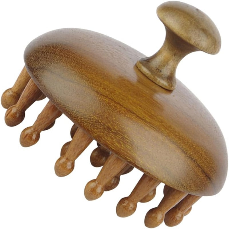 Wooden Hair Comb with Massager and Scratcher Function