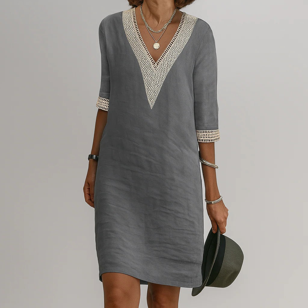 Women's Breathable Summer Midi Dress with Pockets