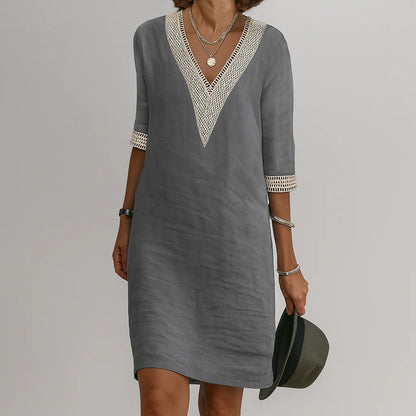 Women's Breathable Summer Midi Dress with Pockets
