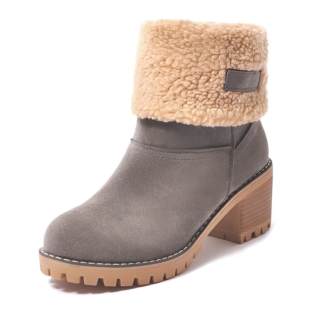 Ladies Warm Ankle Boots with Thick Heel