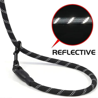 Comfortable Grip Dog Leash with Reflective Safety Line