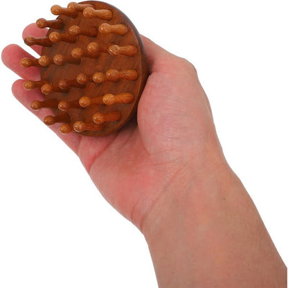 Wooden Hair Comb with Massager and Scratcher Function
