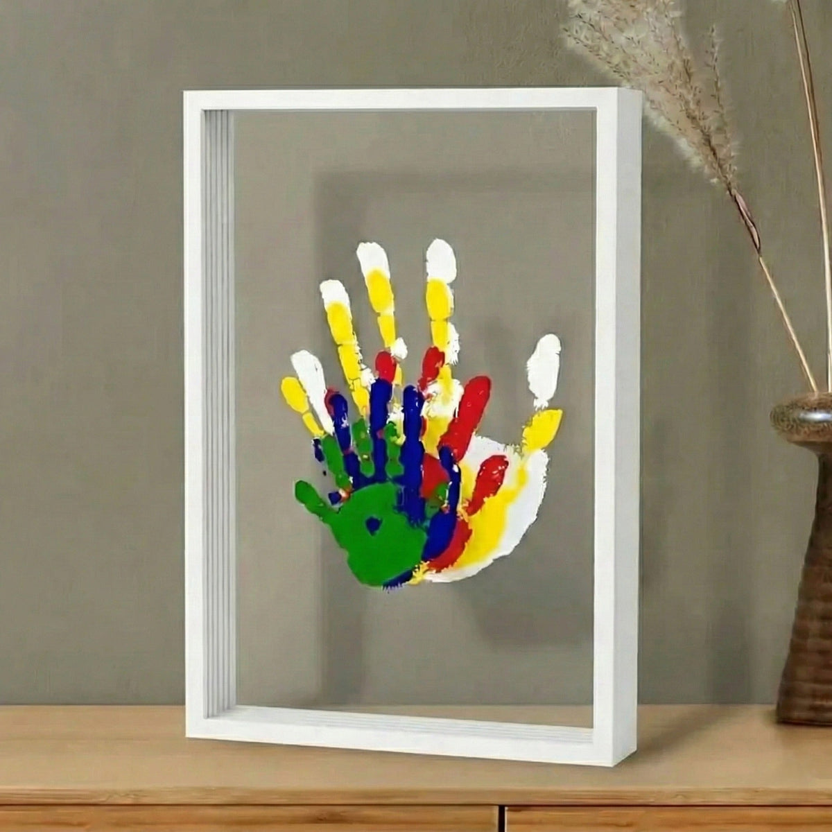 Family Handprint Portrait Kit with Frame – Create Personalized Keepsake Art Together – Easy DIY Memory Craft for Kids & Parents – Complete