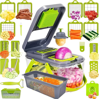 Multi Functional Veggie Chopper with Safety Handle and Box - Ortekor