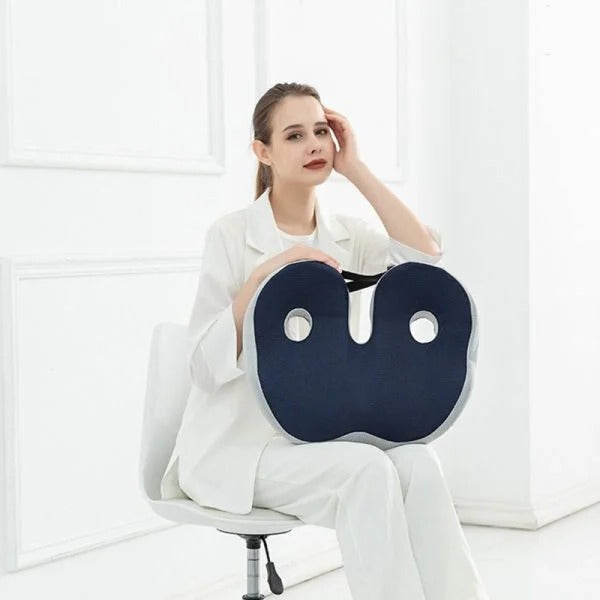 Memory Foam Seat Cushion with Tailbone Cutout for Office Chair, Car & Wheelchair – Ergonomic Support for Lower Back & Hip Pain Relief