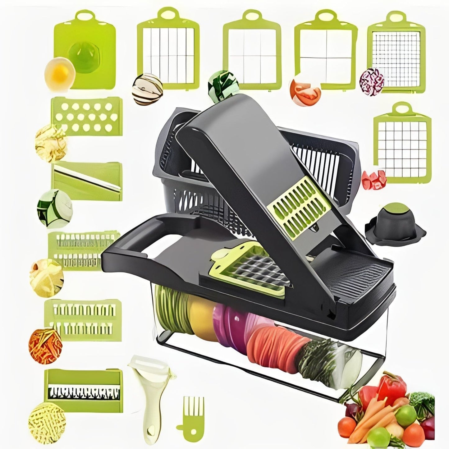 Multi Functional Veggie Chopper with Safety Handle and Box