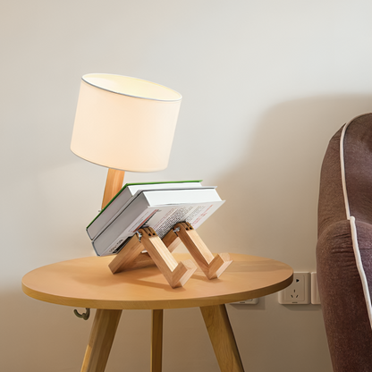 Modern Floor Lamp with Built-In Wood Shelf for Reading & Storage | Space-Saving Design for Living Room, Bedroom & Home Office | White &