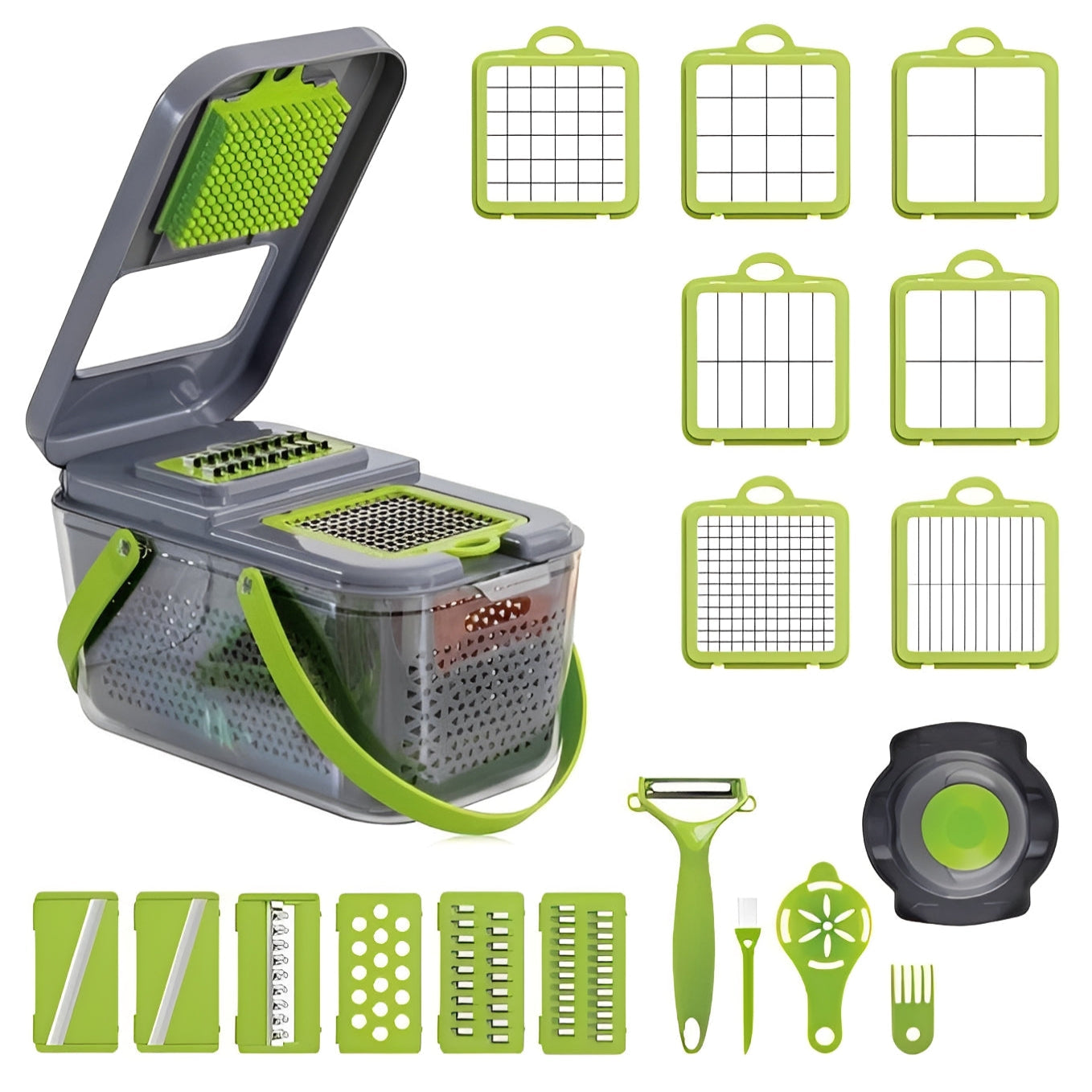 Multi Functional Veggie Chopper with Safety Handle and Box