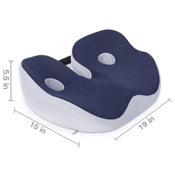 Memory Foam Seat Cushion with Tailbone Cutout for Office Chair, Car & Wheelchair – Ergonomic Support for Lower Back & Hip Pain Relief