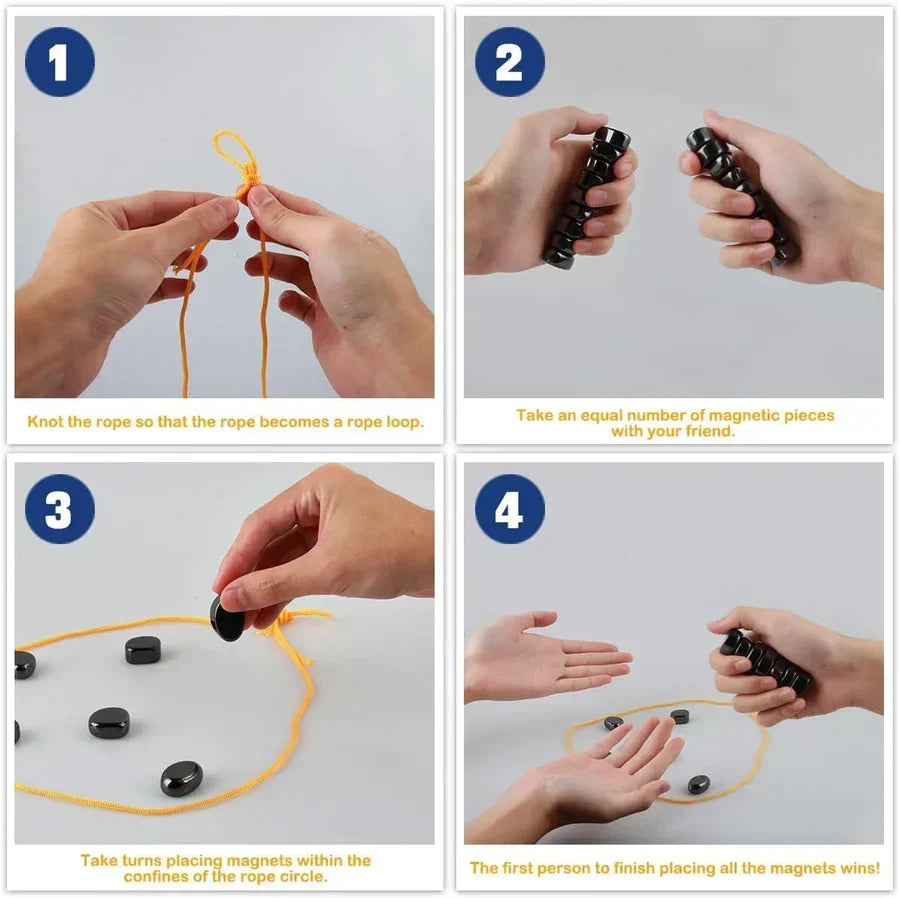 Strategy Magnet Placement Game for Kids and Adults – Screen-Free Family Fun with Magnetic Pieces and Cord – Builds Focus, Fine Motor Skills,