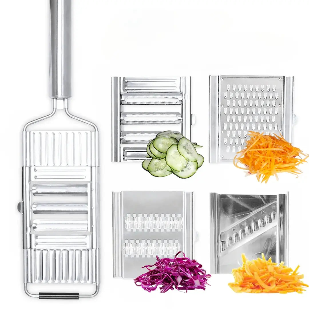 Handheld Vegetable Grater Stainless Steel 4-Piece Kitchen Slicer Set for Cheese Carrots Potatoes Zucchini Prep Tool for Home Cooking