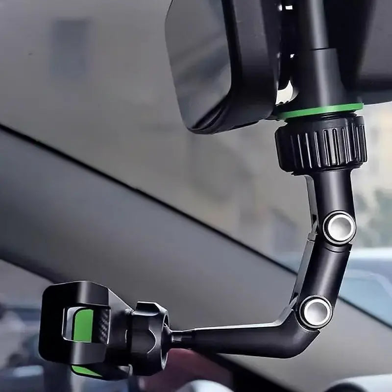Clip-On Car Mirror Mount for Smartphone GPS Navigation Universal Adjustable Cell Phone Cradle 360° Swivel Dashboard Accessory