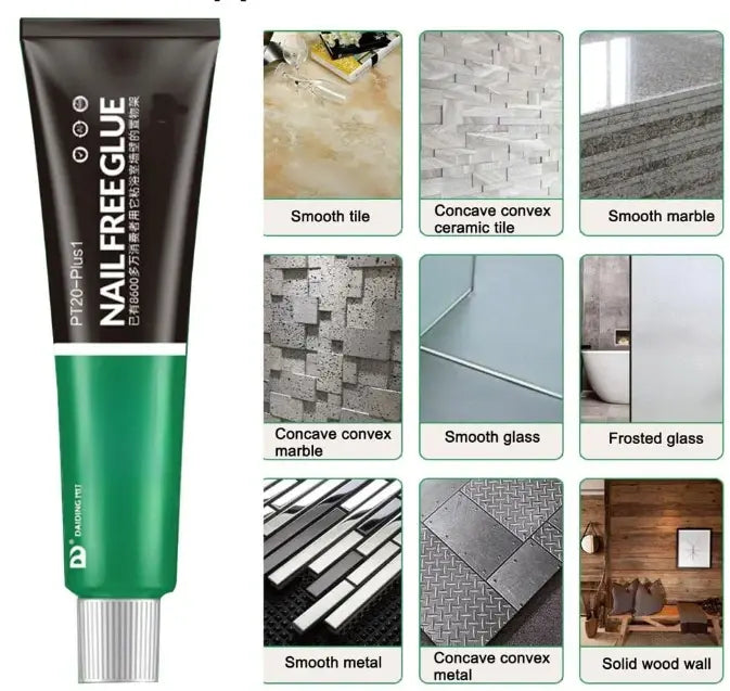 Heavy-Duty Adhesive Bonding Paste for Walls Metal Wood Glass Tile Waterproof No-Drill Mounting Solution for Bathroom Kitchen Mirror Cabinet