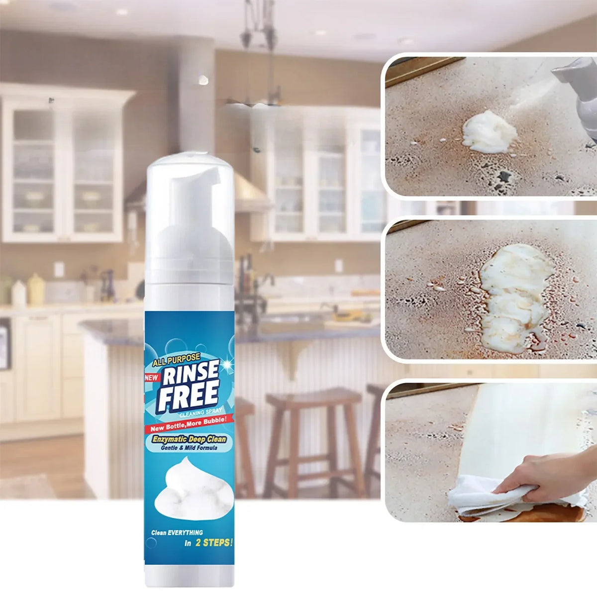 Kitchen Degreaser Spray Cleaner for Stove, Oven & Range Hood - Heavy-Duty Formula for Stainless Steel, Tile & Glass - Rinse-Free