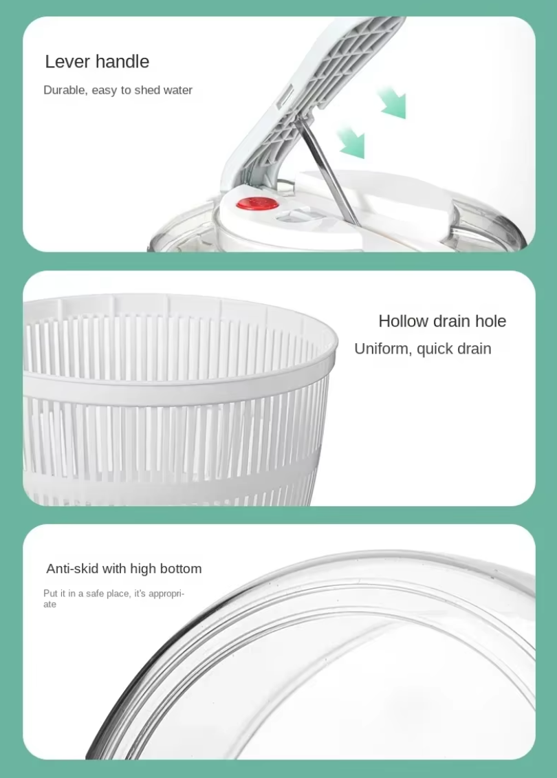 Fresh Greens | Easy Salad Dryer with Simple Spin Mechanism | Perfect for Crisp Vegetables